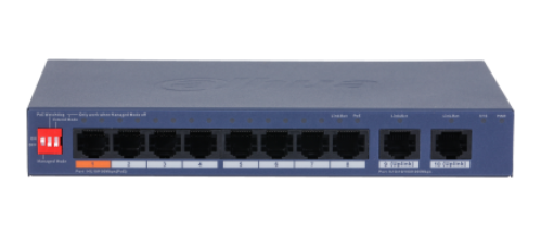 Коммутатор DH-CS4010-8ET2GT-60 Управляемый, 8 портов PoE 10/100M, 2 порта 10