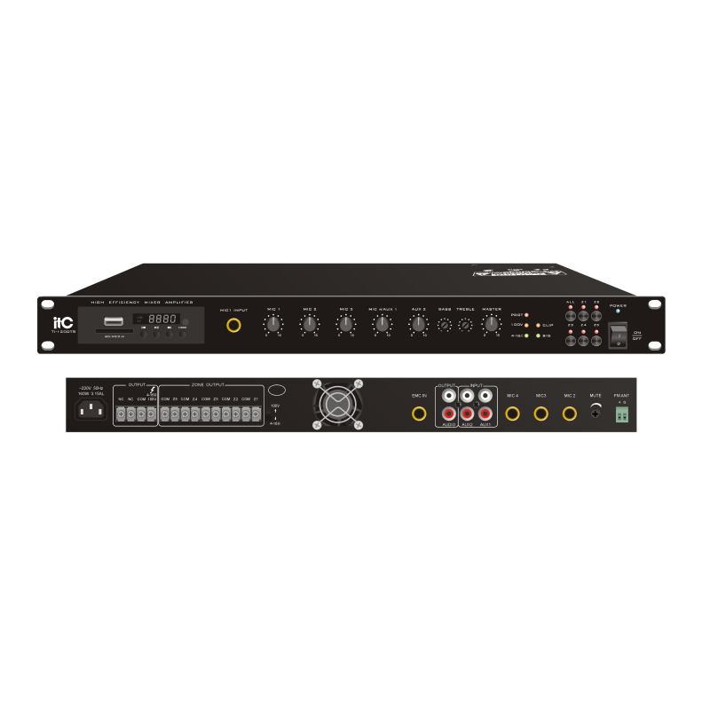 ITC TI-120DTB Усилитель микшерный, цифровой с Мр3, тюнером, Bluetooth, 120Вт