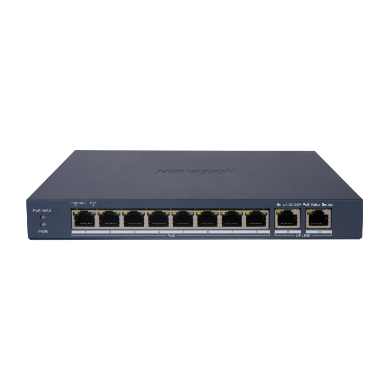 Hikvision DS-3E1310P-EI/M(B) Коммутатор 8-портовый PoE, управление через Hik-Partner Pro
