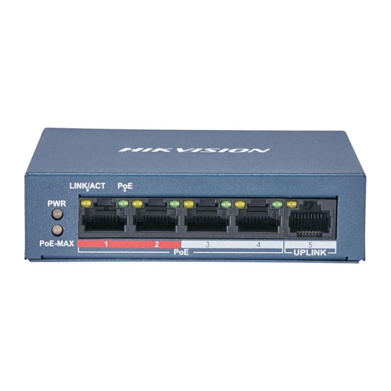 Hikvision DS-3E0105P-E/M(B) Коммутатор 4-портовый неуправляемый PoE