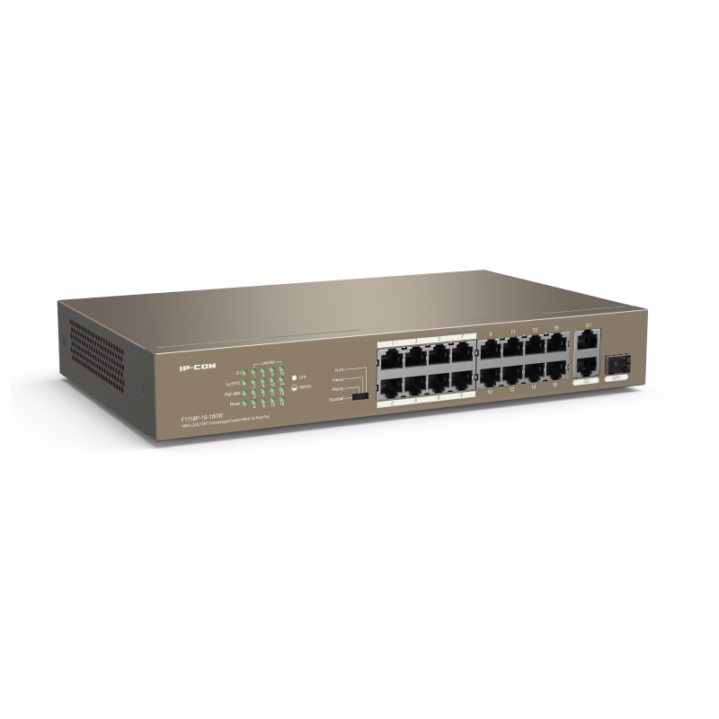 IP-Com F1118P-16-150W Коммутатор 18 портовый неуправляемый PoE