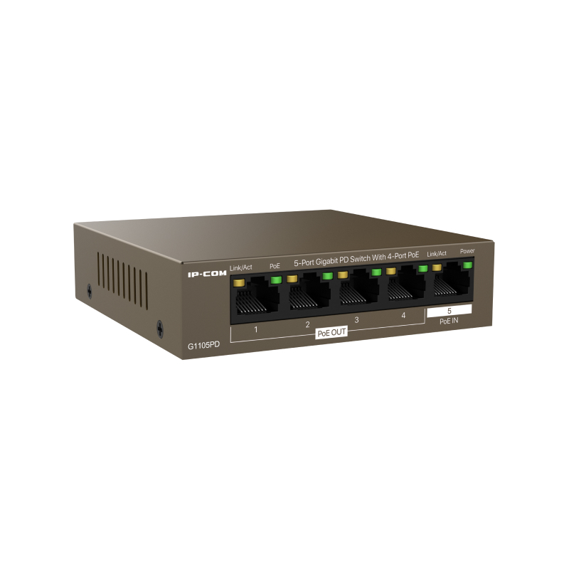 IP-Com G1105PD Коммутатор 5-портовый неуправляемый PoE (питание от PoE)