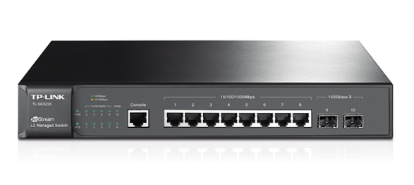 Коммутатор, TP-Link, SG3210, JetStream 8 гигабитных портов RJ45 и 2 гигабитных SFPслота, L2+, стоечн