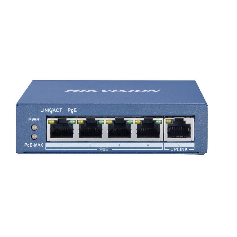 Hikvision DS-3E0505P-E Коммутатор 4-портовый неуправляемый PoE