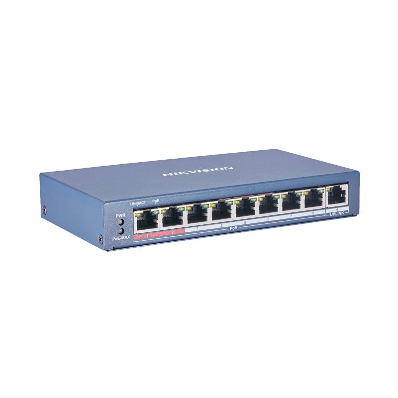 Hikvision DS-3E0109P-E(C) Коммутатор 8-портовый неуправляемый PoE