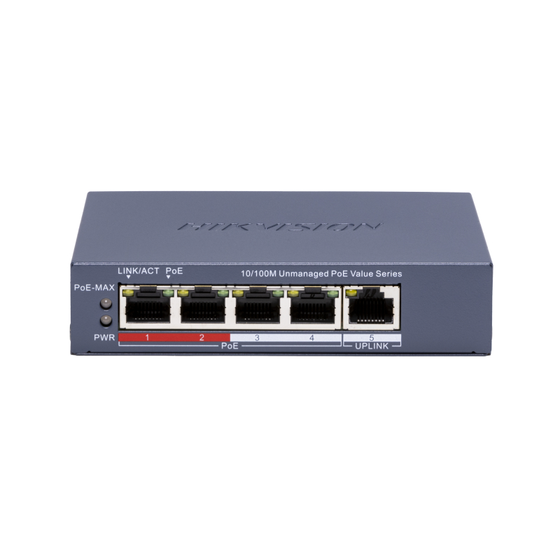 Hikvision DS-3E0105P-E/M(C) Коммутатор 4-портовый неуправляемый PoE