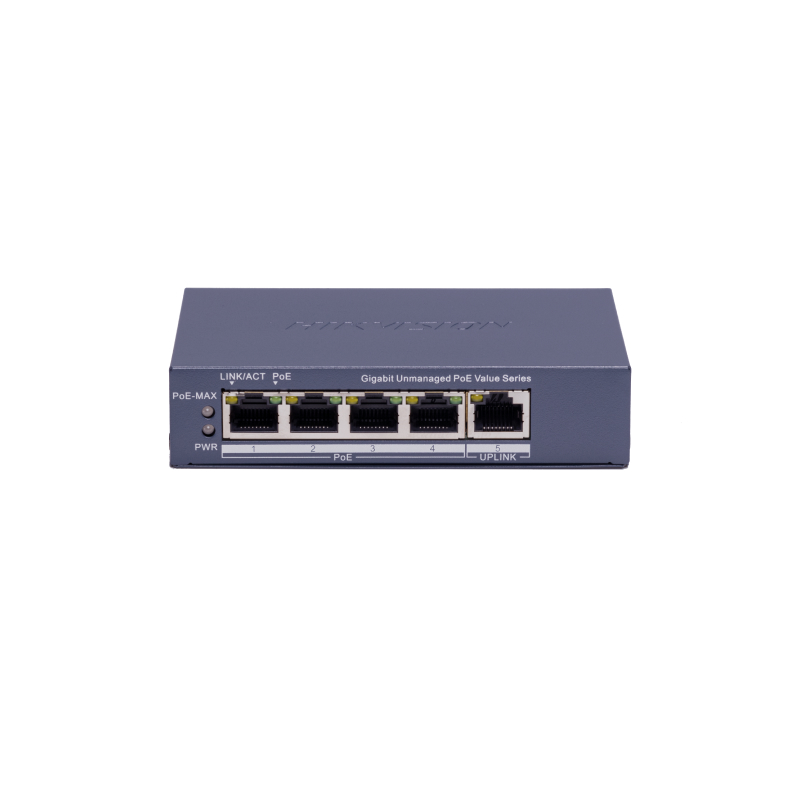 Hikvision DS-3E0505P-E/M(B) Коммутатор 4-портовый неуправляемый PoE