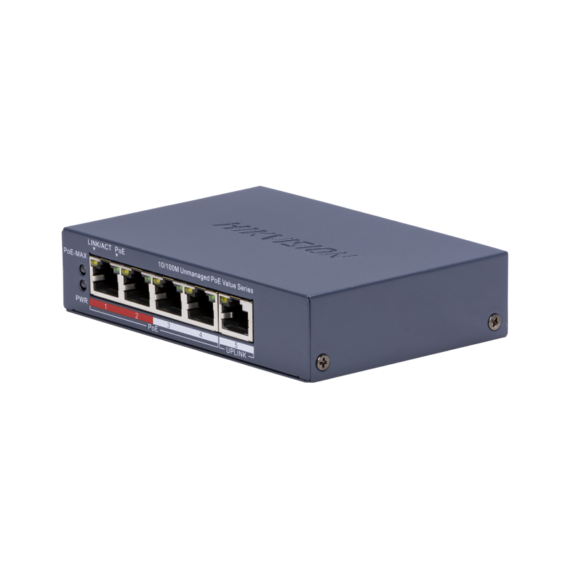 Hikvision DS-3E0105P-E/M(C) Коммутатор 4-портовый неуправляемый PoE