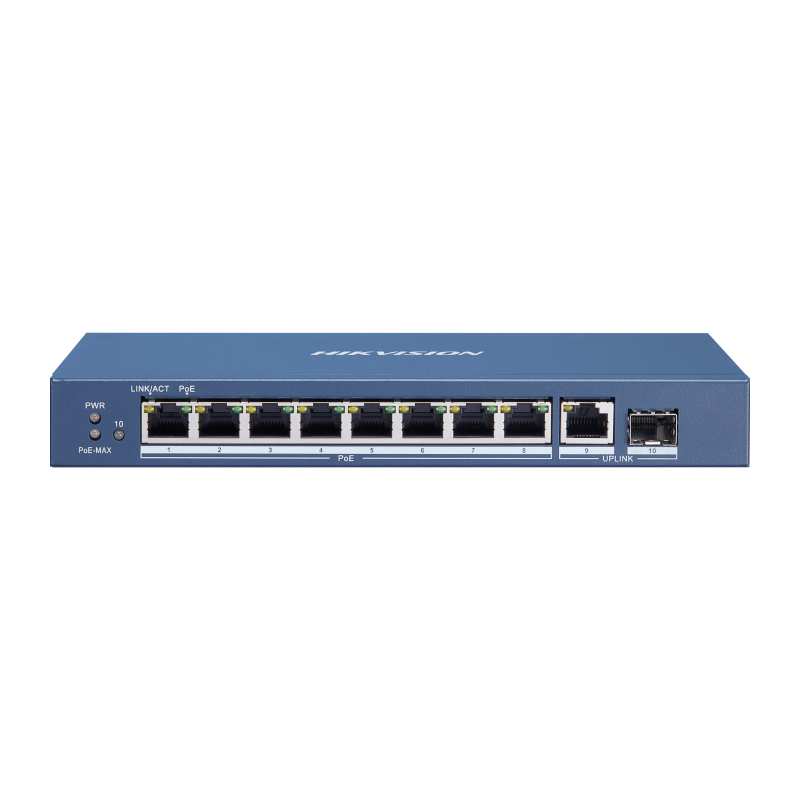 Hikvision DS-3E0510P-E/M Коммутатор 8-портовый неуправляемый PoE