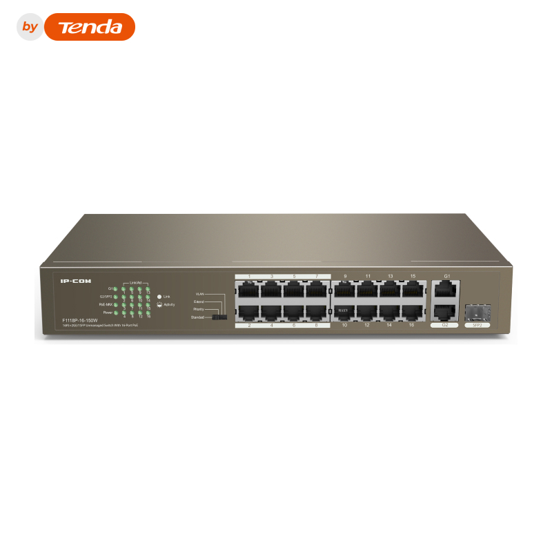IP-Com F1118P-16-150W Коммутатор 18 портовый неуправляемый PoE