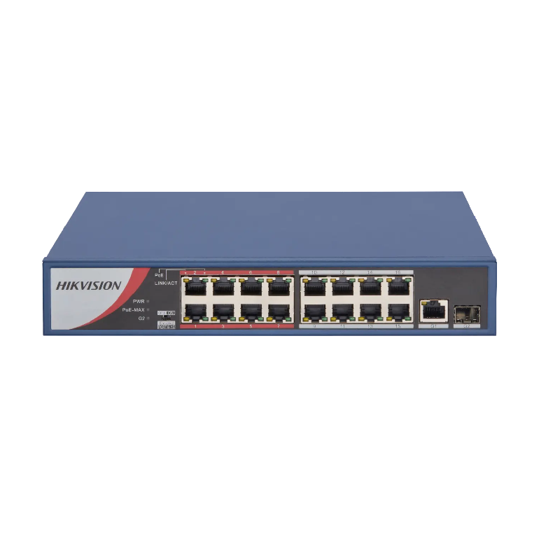 Hikvision DS-3E0318P-E/M(C) Коммутатор 16-портовый неуправляемый PoE