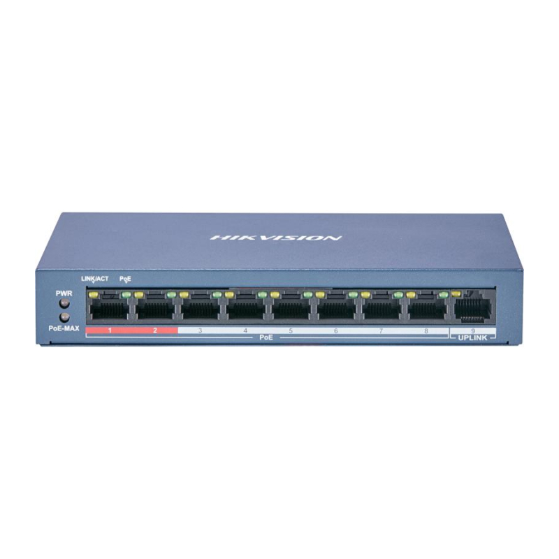 Hikvision DS-3E0109P-E/M(B) Коммутатор 8-портовый неуправляемый PoE